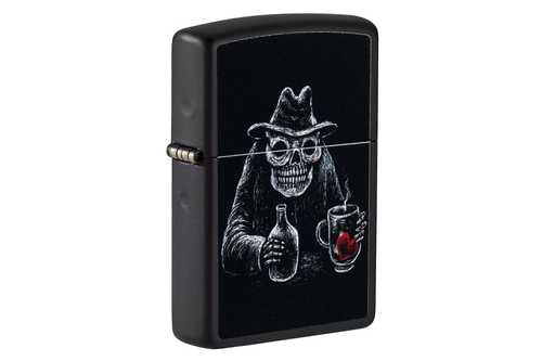 Zippo Bar Skull Design Black Matte