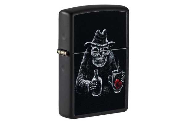 Zippo Bar Skull Design Black Matte