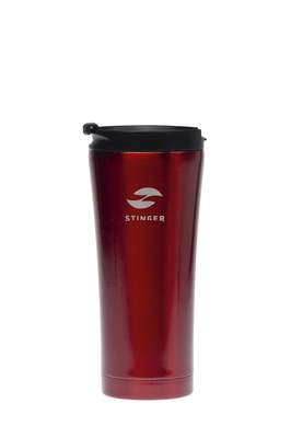 Термокружка Stinger, 0,45 л, сталь/пластик, красный глянцевый, 6,6х20 см