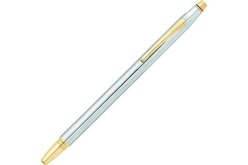Ручка-роллер Cross Century Classic. Цвет - серебристый с золотистой отделкой.