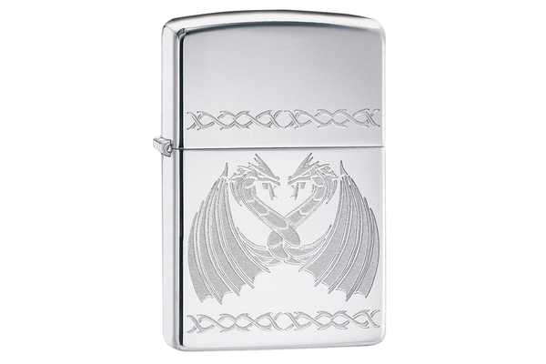 Zippo Dancing Dragons High Polish Chrome