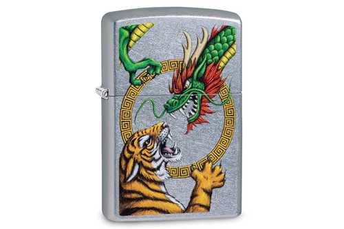Zippo Dragon Design Street Chrome