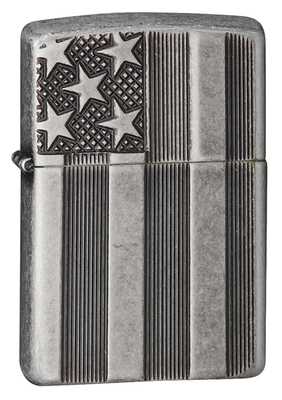 Зажигалка ZIPPO Armor™ с покрытием Antique Silver Plate™, латунь/сталь, серая, матовая, 36x12x56 мм
