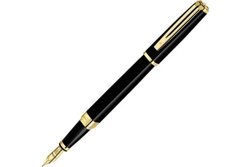 Перьевая ручка Waterman Exception Slim Black GT. Перо - золото 18К, детали дизайна: позолота 23К