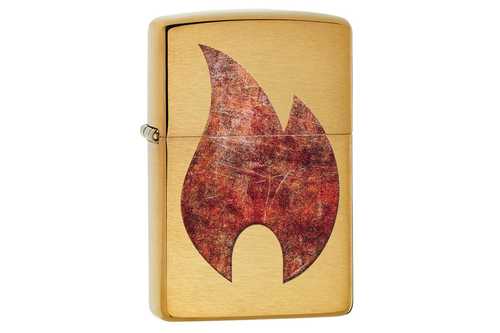 Zippo Rusty Flame Brushed Brass