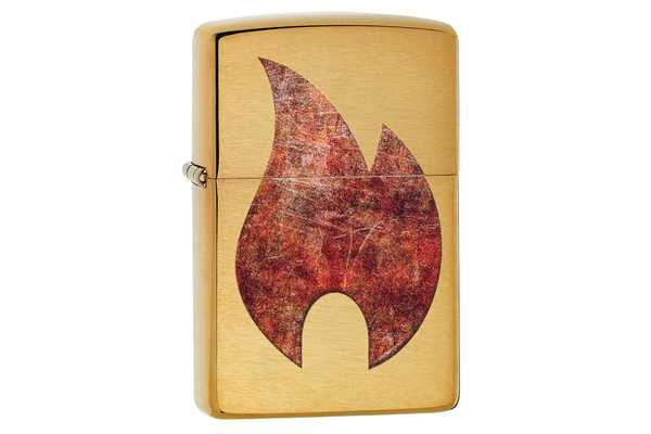 Zippo Rusty Flame Brushed Brass