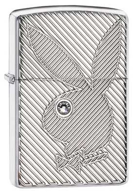 Зажигалка ZIPPO Playboy с покрытием High Polish Chrome, латунь/сталь, серебристая, 36x12x56 мм