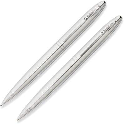 Набор FranklinCovey Lexington: шариковая ручка и карандаш 0.9мм. Цвет - хромовый.