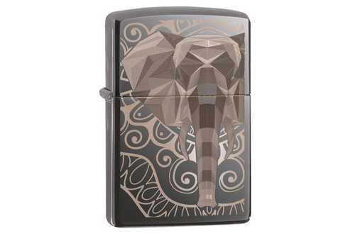 Zippo Elephant Fancy Fill Design Black Ice