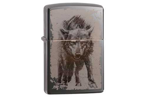 Zippo Wolf Design Black Ice