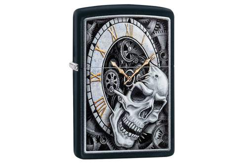 Zippo Skull Clock Black Matte