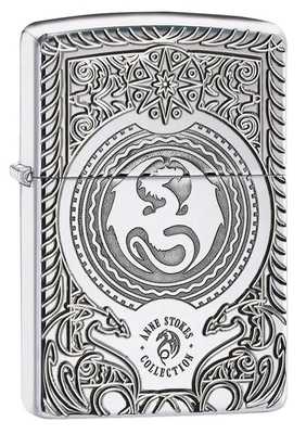 Зажигалка ZIPPO Anne Stokes с покрытием High Polish Chrome, латунь/сталь, серебристая, 36x12x56 мм