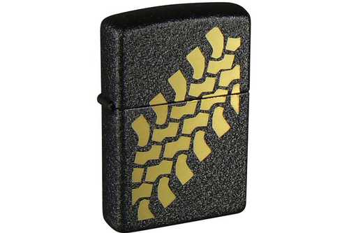 Zippo Tire Tracks Black Crackle