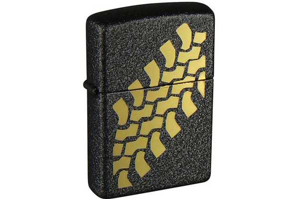 Zippo Tire Tracks Black Crackle